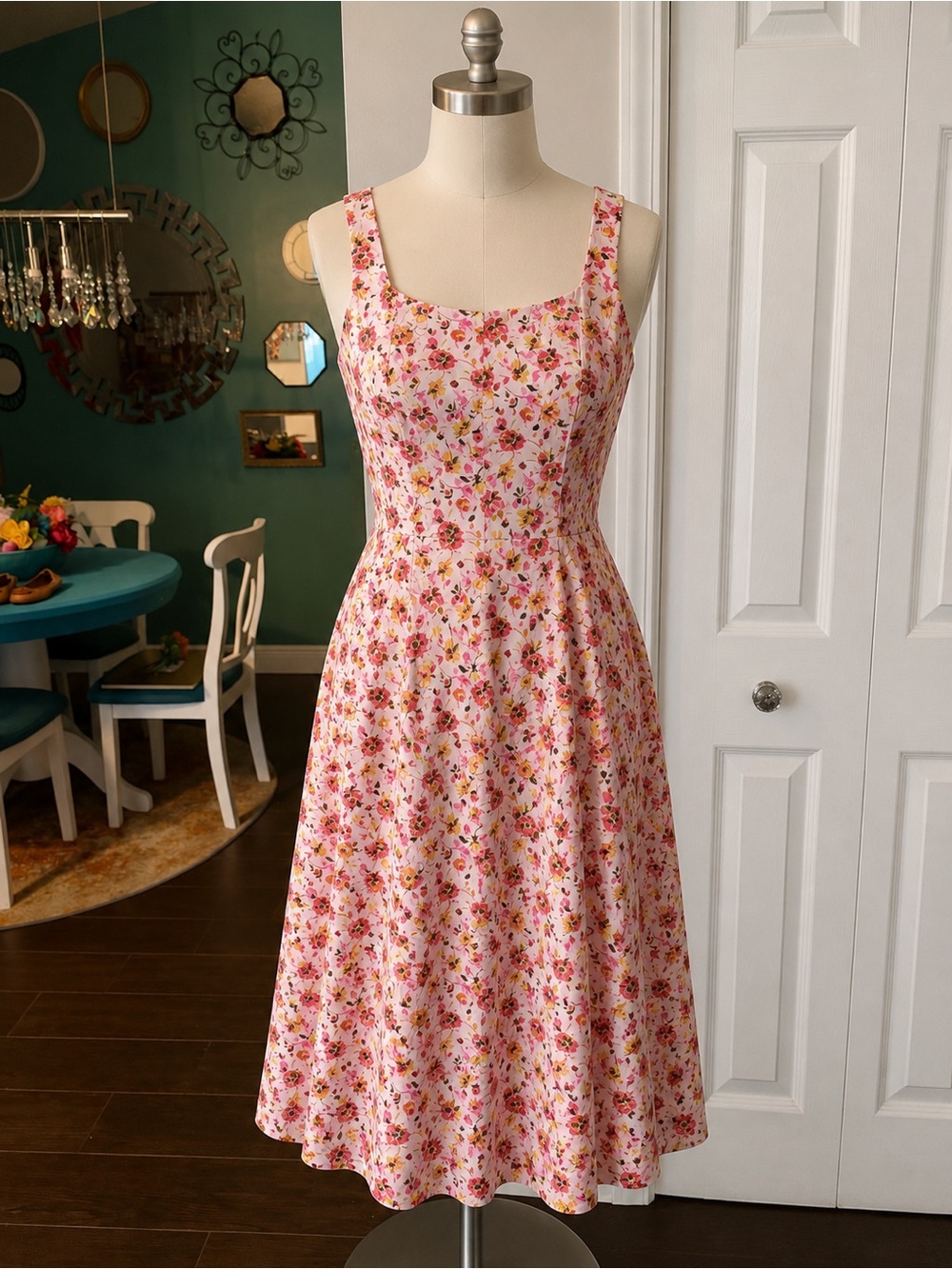 Free Assembly Women’s Square Neck Cotton Midi Panel Dress SM